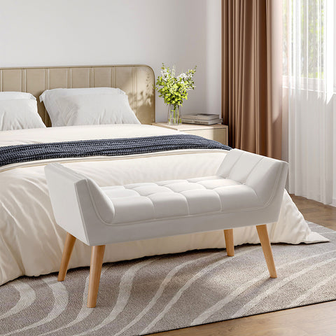 Livingandhome Tufted Velvet Bed Bench Upholstered Footstool, JM2246