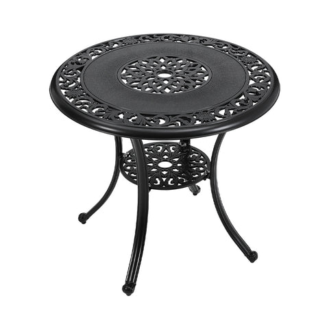 Livingandhome Cast Aluminum Patio Dining Table with Umbrella Hole, AI1281