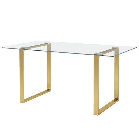 Livingandhome Modern Tempered Glass Dining Table with Gold Base, ZH1175ZH1176