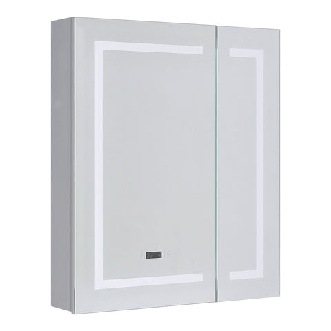 Livingandhome Frameless 2-Door LED Mirror Cabinet with Clock Display, DM0518
