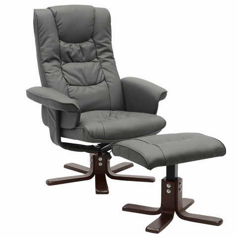 Livingandhome Upholstered Swivel Recliner Chair with Ottoman, JM1912