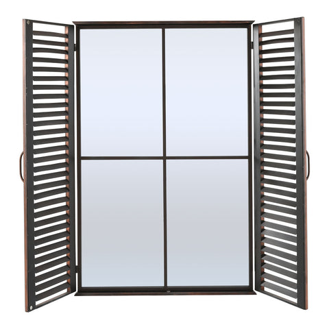 Livingandhome Decorative Vintage Brown Shutter Window Mirror for Indoor and Outdoor, FI0761