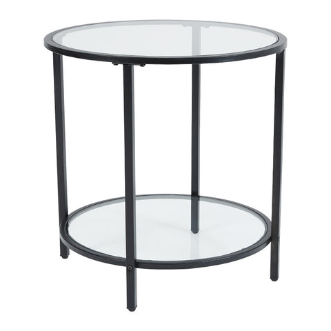 Livingandhome Round Tempered Glass Side Table, XY0251