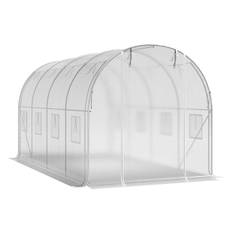 Livingandhome White Outdoor Walk-in Tunnel Greenhouse with Steel Frame, LG1057