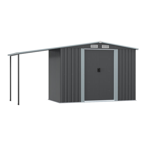 Livingandhome Outdoor Metal Storage Shed with Lean-to, PM1307PM1308PM1309