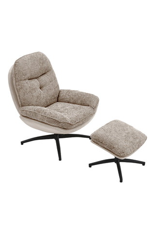 Livingandhome Chenille Lounge Chair with Footstool, XY0409