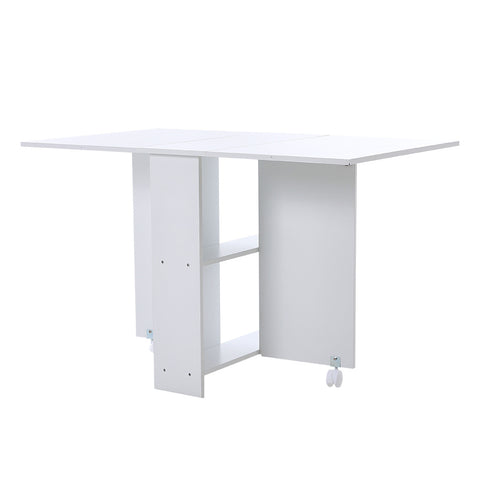 Livingandhome Multifunctional Folding Dining Table for Small Spaces with 2-tier Shelves, FI0672