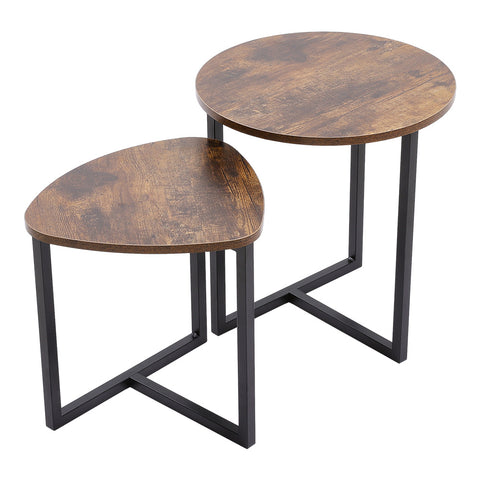 Livingandhome Round and Triangular Nesting Side Table Set, XY0222