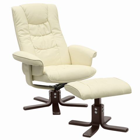 Livingandhome Upholstered Swivel Recliner Chair with Ottoman, JM1909