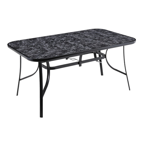 Livingandhome Garden Tempered Glass Black Marble Coffee Table, LG1257