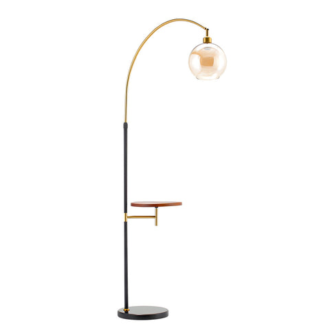 Livingandhome Modern Adjustable Arc Floor Lamp with Wood Tray, FI0667