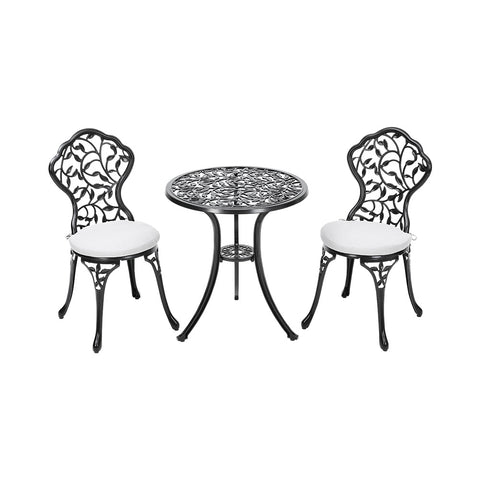Livingandhome 3pcs Cast Aluminum Bistro Table and Chairs Set, AI1285