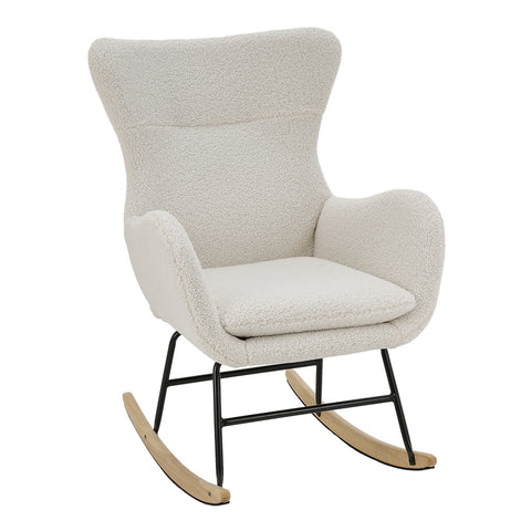 Livingandhome Comfy Sherpa Upholstered Rocking Accent Chair with High Backrest and Armrests, JM2316