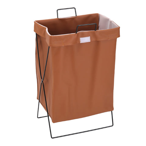 Livingandhome Collapsible PU Leather Laundry Hamper with Metal Frame, WM0475