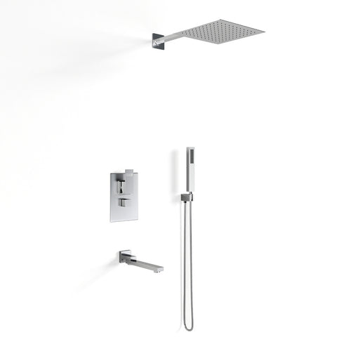 Livingandhome Chrome Square 3 Way Concealed Thermostatic Shower Mixer Set, FI0520