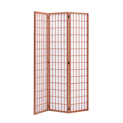 Livingandhome 3-Panel Solid Wood Folding Room Divider Screen Coffee, XY0187