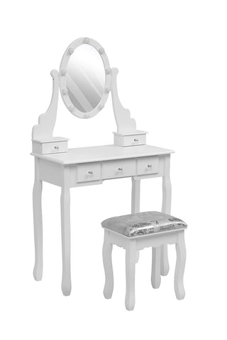Lighted Makeup Vanity Desk with Mirror and Stool, FI0968