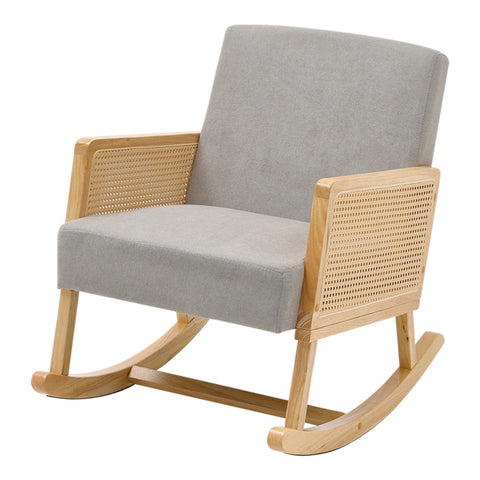 H&O Direct Linen Wooden Rocking Chair-Grey, ZH1443