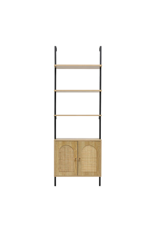 H&O Direct Wooden Bookshelf with Rattan Cabinet, XY0364