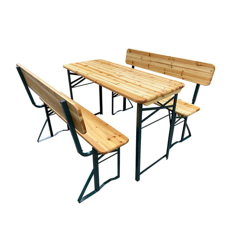 Rustic Wooden Folding Garden Benches Table Set, LG1169
