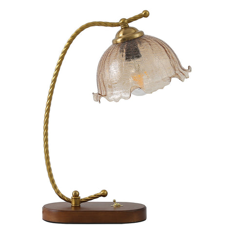Livingandhome Flower-Shaped Glass Table Lamp, FI0988