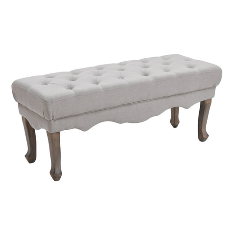 Livingandhome Vintage Linen Bench with Cabriole Legs, ZH1376