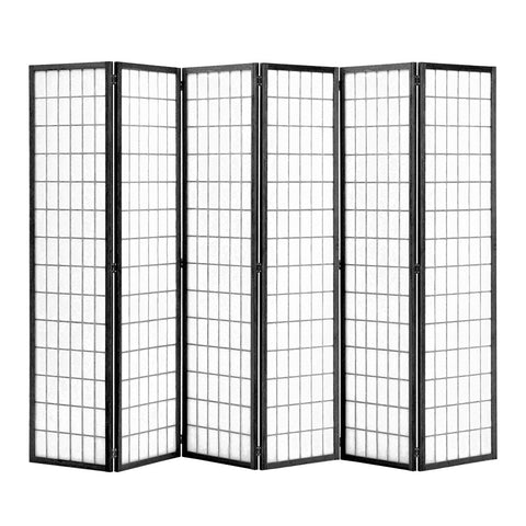 Livingandhome 6-Panel Solid Wood Folding Room Divider Screen Black,  XY0192