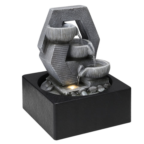 Livingandhome Cascade Tabletop Fountain Water Feature with LED Light, AI1041
