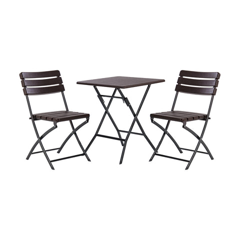 Livingandhome 3-Piece Plastic Outdoor Folding Table and Chairs Set, AI1131