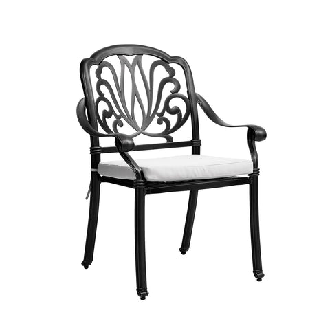 Livingandhome Set of 2 Outdoor Cast Aluminum Dining Chairs with Cushions, AI1154