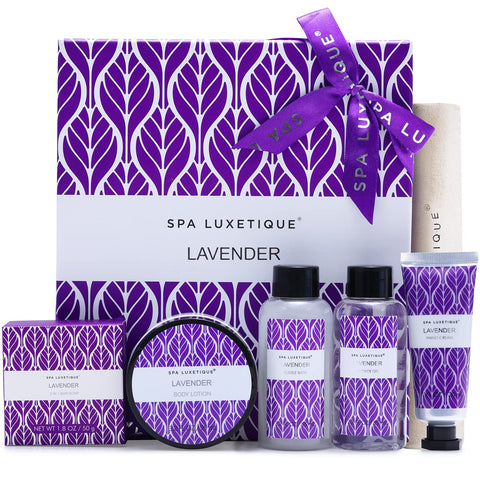 6Pcs Lavender Spa Bath Gift Set Travel Pamper Box, AJ0241
