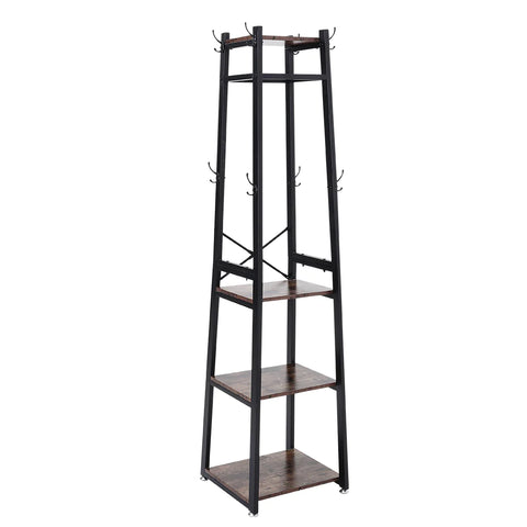 H&O Direct Industrial Style Clothing Rack with 4 Tiers of Shelves, DM0534