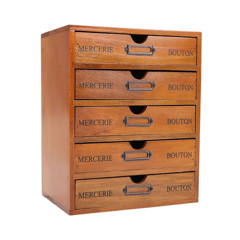 Livingandhome Rustic 5-Drawer Wooden Organizer Box, SC0814