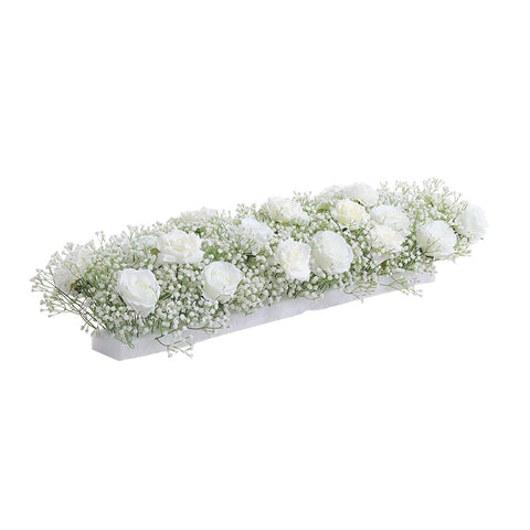 Livingandhome Artificial White Rose Flowers Row for Wedding Arch Table Centerpieces, SC1047