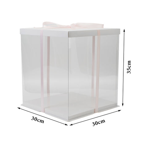 Livingandhome Clear Plastic Cake Gift Box with Ribbon, SC1496
