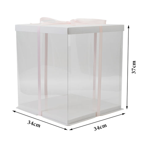 Livingandhome Clear Plastic Cake Gift Box with Ribbon, SC1497