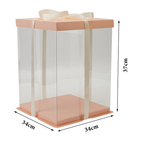 Livingandhome Clear Plastic Cake Gift Box with Ribbon, SC1502