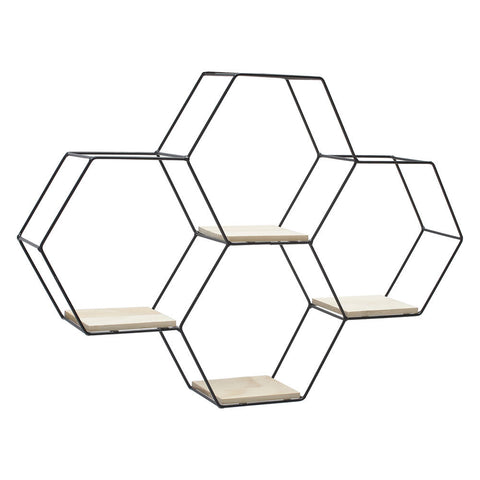 Livingandhome Modern Hexagon Wall Shelf with Iron Frame, SW0542