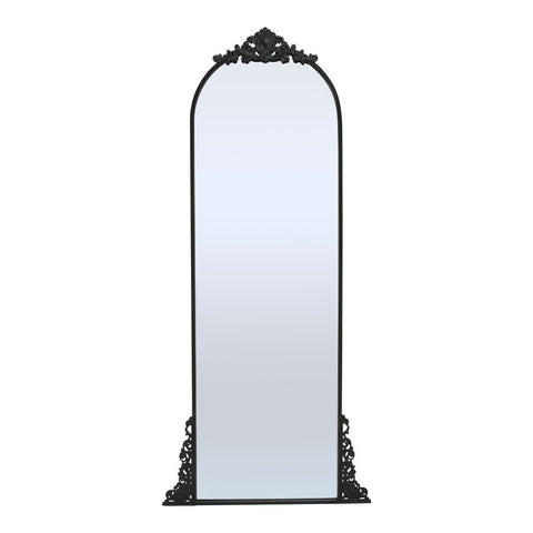 Livingandhome Vintage Black Carved Arched Mirror, FI0751