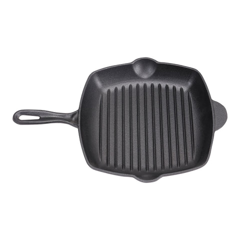 Livingandhome Square Cast Iron Grill Pan with Pour Spouts, CX0031