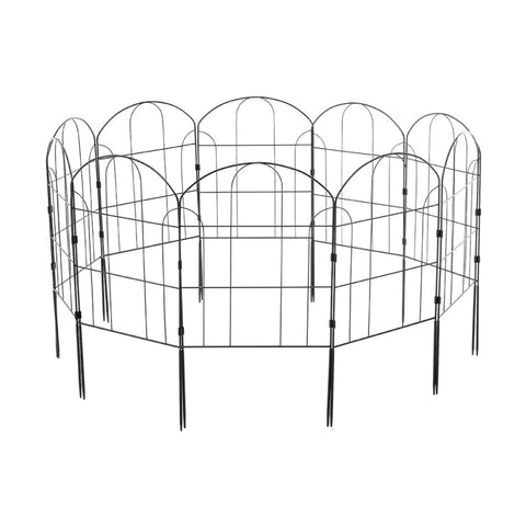 Livingandhome 10Pcs Arched Top Iron Garden Fence, WF0190