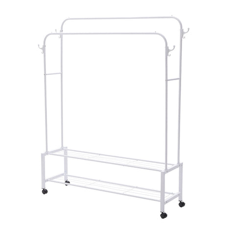 Double-Rod Clothes Rack with Wheels, LY0082