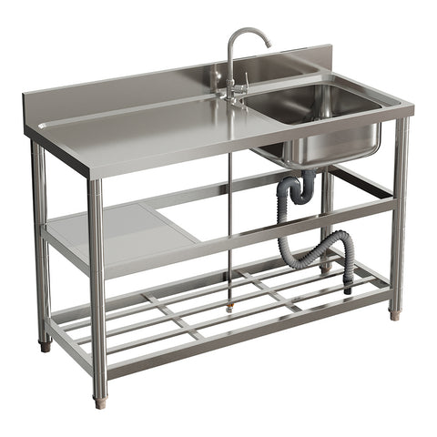 Bathroomdeco Stainless Steel One Compartment Sink with Shelves, AI1369