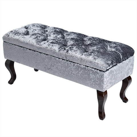 Livingandhome Ice Velvet Upholstered Storage Ottoman Bench, ZH1325