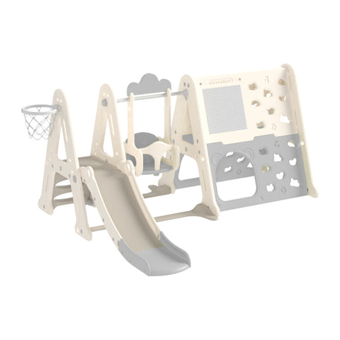 Kidkid 8-in-1 Toddler Swing and Slide Set with Whiteboard and Building Block Baseplate, FI1014