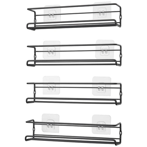 Livingandhome Wall Mount Metal Wire Spice Rack Set of 4, WM0013