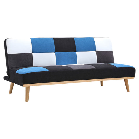 Livingandhome 3-Seater Multicolour Checkered Sofa Bed, JM2295