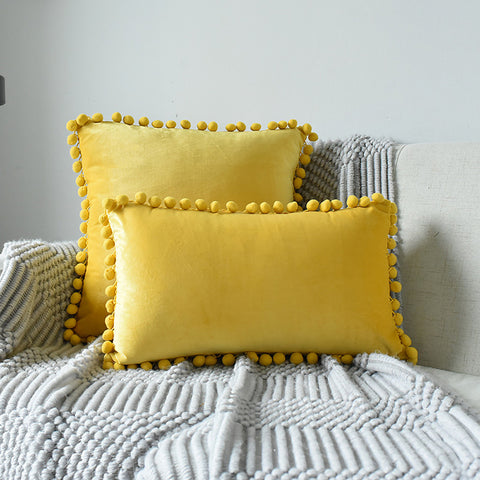 Livingandhome Throw Pillowcase with Cute Pom Poms Ball Fringe, HF0728