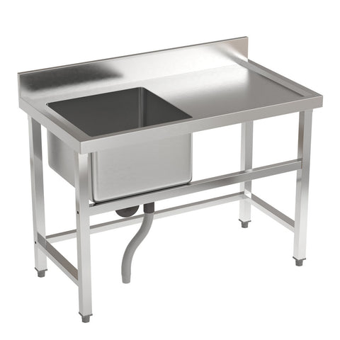 Livingandhome Stainless Steel One Compartment Commercial Sink with Right Drainboard, AI1150