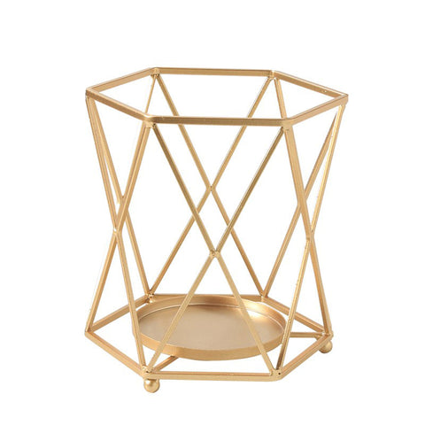 Livingandhome Geometric Metallic Candle Holder Tabletop Centerpiece, WH0276